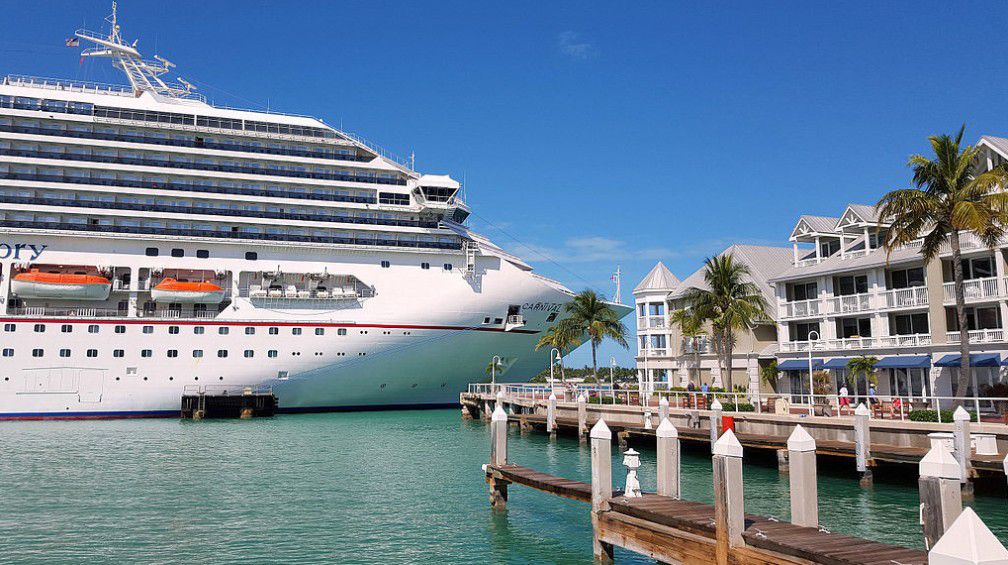 A cruise ship docked at the Navy Mole pier in Key West