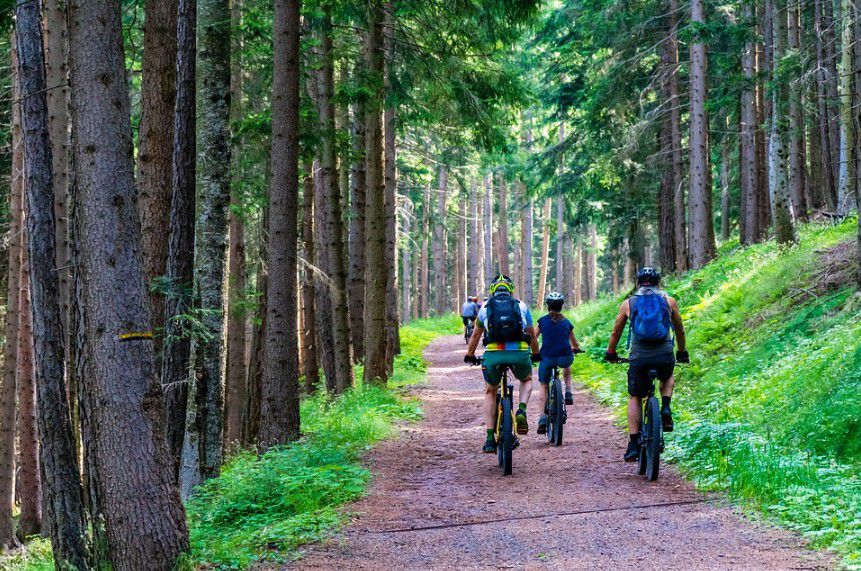 a group of people on a bike tour