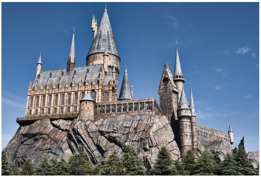 Hogwarts Castle as depicted in the Harry Potter films.