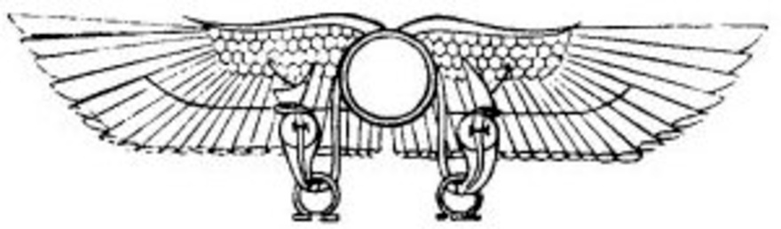 The "Winged Sun of Thebes", from Egyptian Mythology and Egyptian Christianity written by Samuel Sharpe in 1863. Proponents of the Nibiru cataclysm have often cited this as an ancient representation of Nibiru